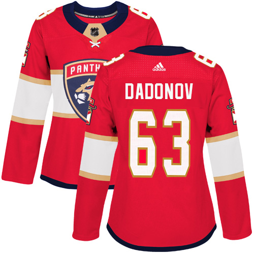 Adidas Florida Panthers 63 Evgenii Dadonov Red Home Authentic Women Stitched NHL Jersey
